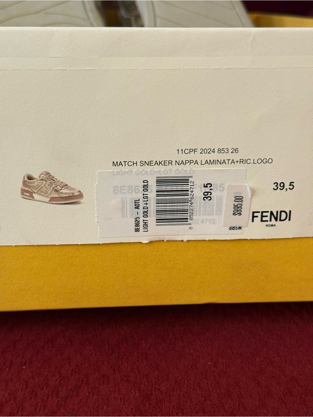 Fendi Match Gold Leather Nappa Sneakers - Picture 10 of 11
